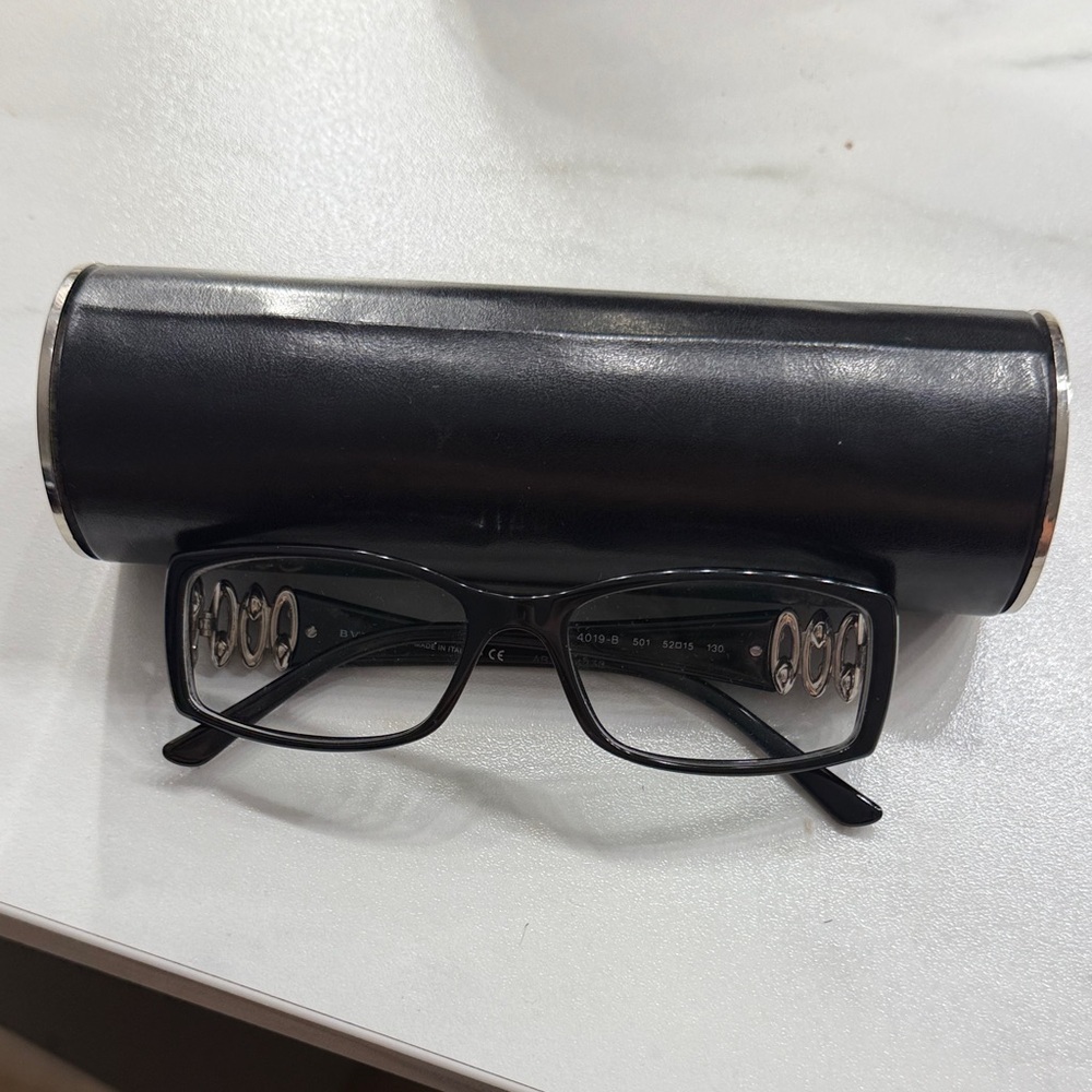 Bvlgari Black Glasses with Silver Accents